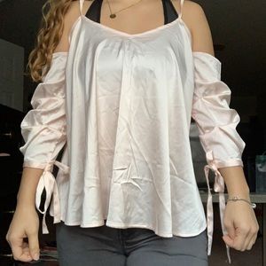 Off the shoulder pink blouse